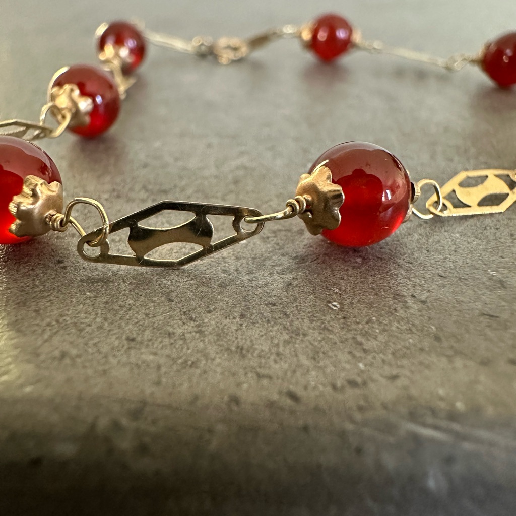 Vintage 14k Gold Carnelian Bracelet